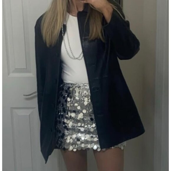 Sequin Skirt Stretchy Sparkly Mini Skirt in Silver Size Small - Picture 1 of 8